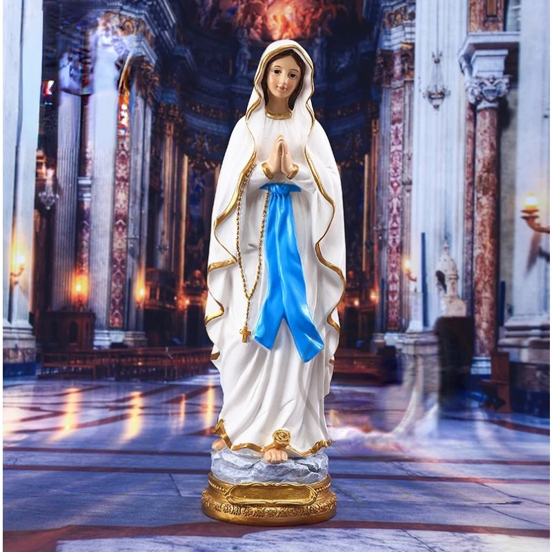 1PC Our Lady of Lourdes Statue Icon Catholic Saint Family Prayer Ornaments Home Decoration Resin Crafts Gifts