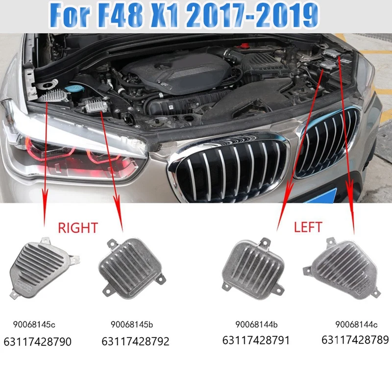 왼쪽 및 오른쪽-BMW X1 F48 2017-2019 LED DRL 헤드라이트 주간 주행등 제어 모듈 63117428789 및 63117428790