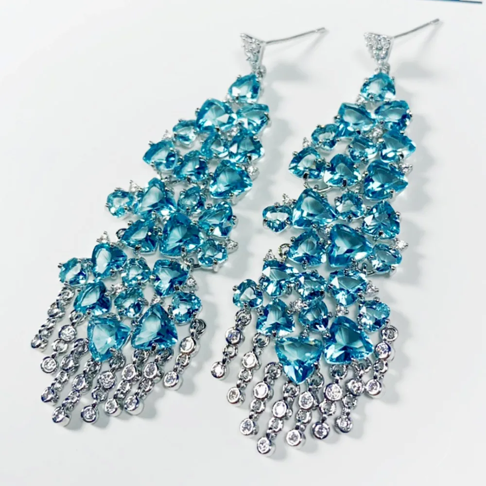 

Missvikki Trendy Tassel Pendant Dangle Earrings for Women Bridal Wedding Multicolor CZ Bijoux High Quality Brand Gorgeous Trendy