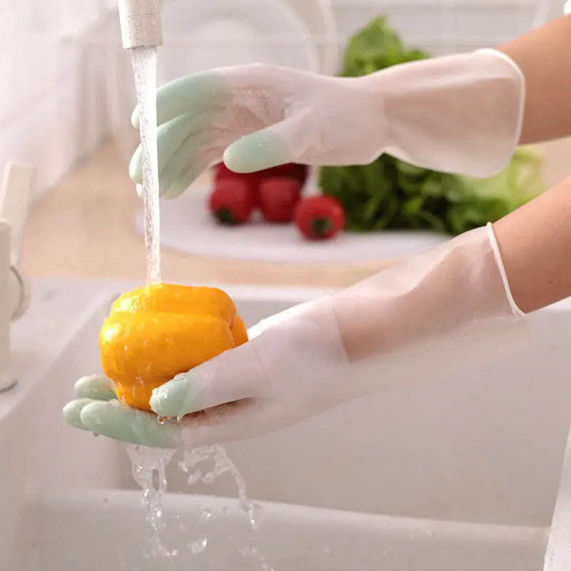 1Pair Kitchen Dish washing Gloves Household Dish Washing Gloves Rubber Gloves Kitchen Cleaning Tools Bathroom Accessories