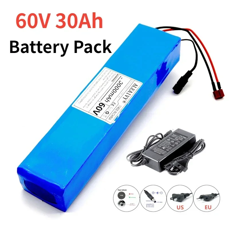 

Electric Bike Scooter 18650 Lithium Ion Battery Pack New 60V 30000mAH 30Ah 16S2P E-Bike With BMS + 67.2V Charger