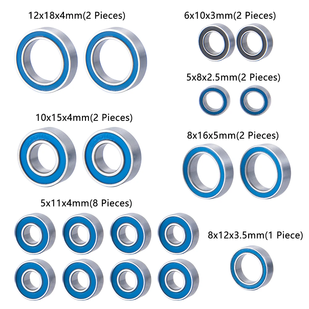 MIBIDAO 19Pcs/lot Complete Blue Ball Bearing Kit For 1/10 4-Tec 2.0 83024-4 83076-4 83056-4 83044-4 RC Crawler Car