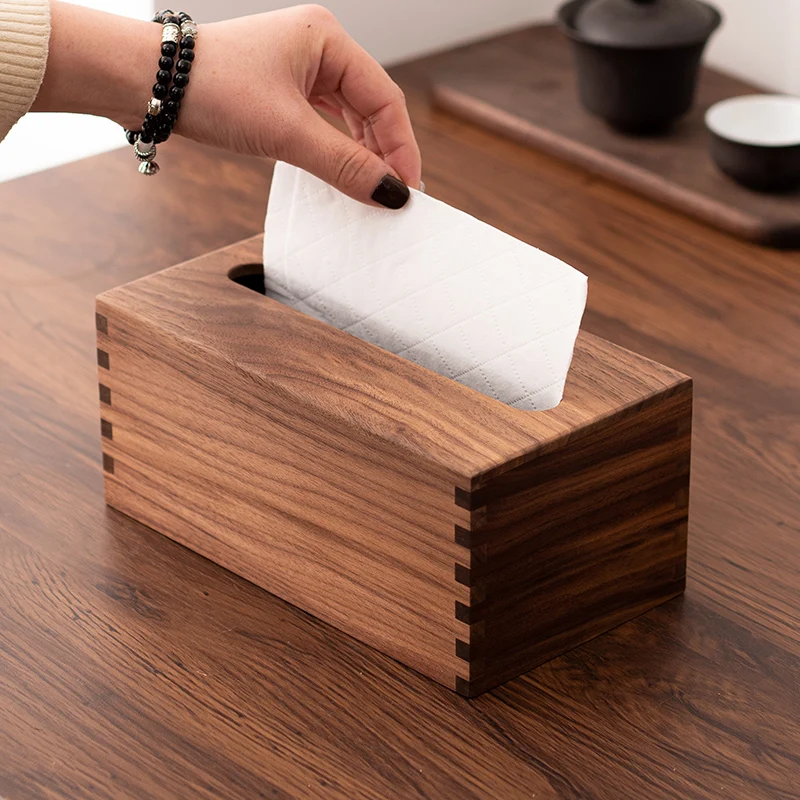 

Деревянная коробка для салфеток из черного ореха в китайском стиле для гостиной, с длинными пазами, премиум-класса