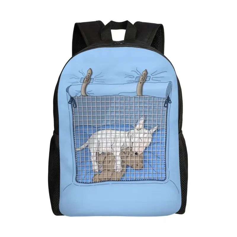 

Custom Cute Bull Terrier Backpack for Women Men School College Students Bookbag Fits 15 Inch Laptop Puppy Dog Bags