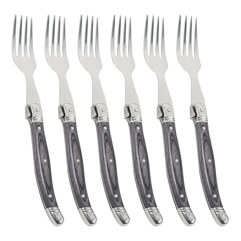 22Cm Stainless Steel Steak Fork Tableware Cutlery Set Meat Tableware Set Grey Color Handle Dinner Forks Flatware 4/6/8/10Pcs/Set