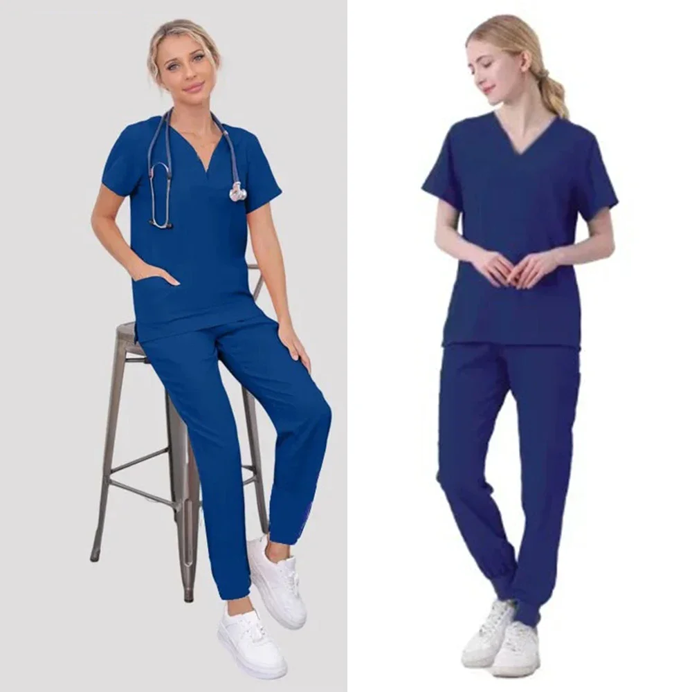 New Unisex Medical Uniforms for V-neck Nurse Scurbs Set Women Hospital Doctor Workwear Oral Dental Surgery Work Uniform