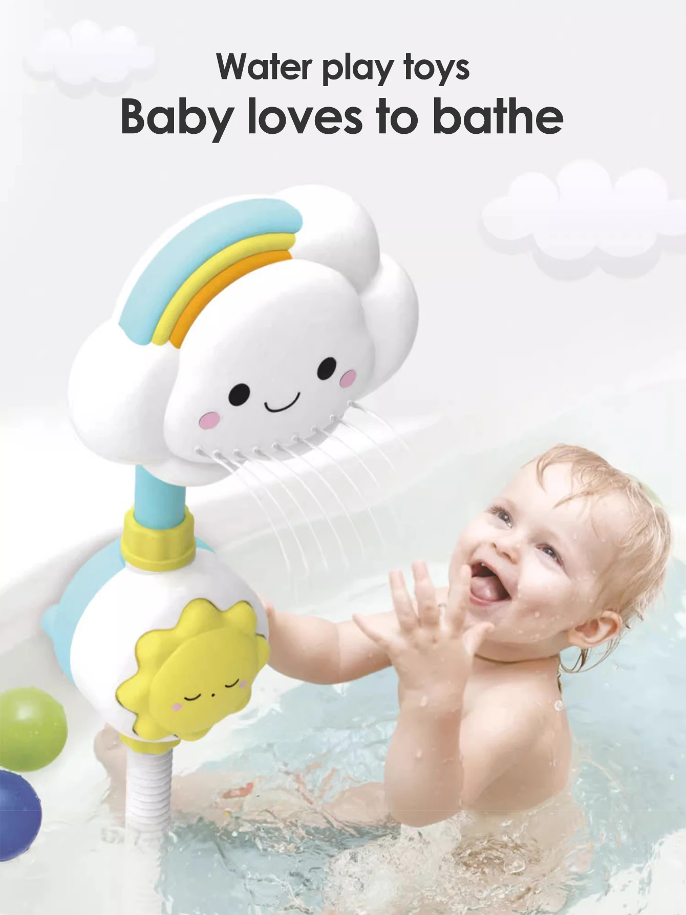 Baby Bath Toys, Bathing Cute Swimming Water Spraying Clouds Flowers Shower Bath Toy For Kids Swimming Pool Water Playing Toy Bab