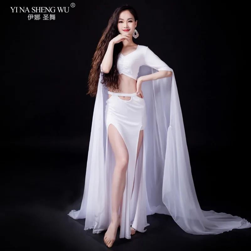 Novo terno de dança do ventre feminino prática desempenho outfit cintura alta saia longa iniciante profissional verão