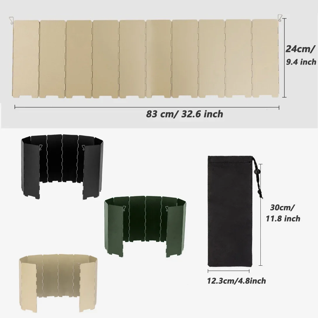 Wind Deflector Stove Head Windshield,Outdoor Foldable Portable Cassette Stove Multisided Design,Durable Metal Construction