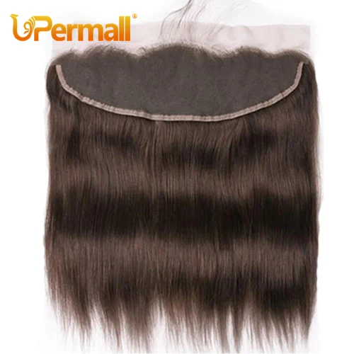 Imagen 2 del producto Upermall Cabello Humano liso marrón Chocolate 13x6 13x4, encaje Frontal predespuntado suizo transparente 4x4 5x5, cierre #4