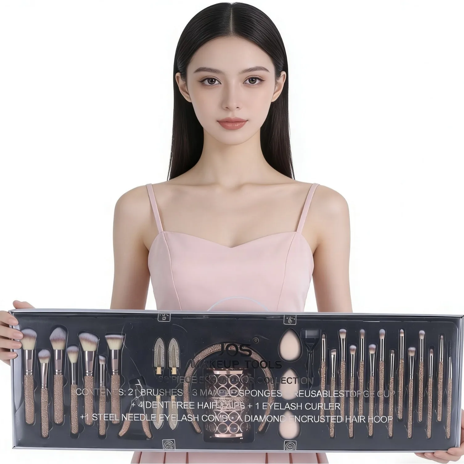JOS New Diamond Makeup Brush 32Pcs Set Luxury Rhinestone Inlaid Beauty Cosmetic Tools