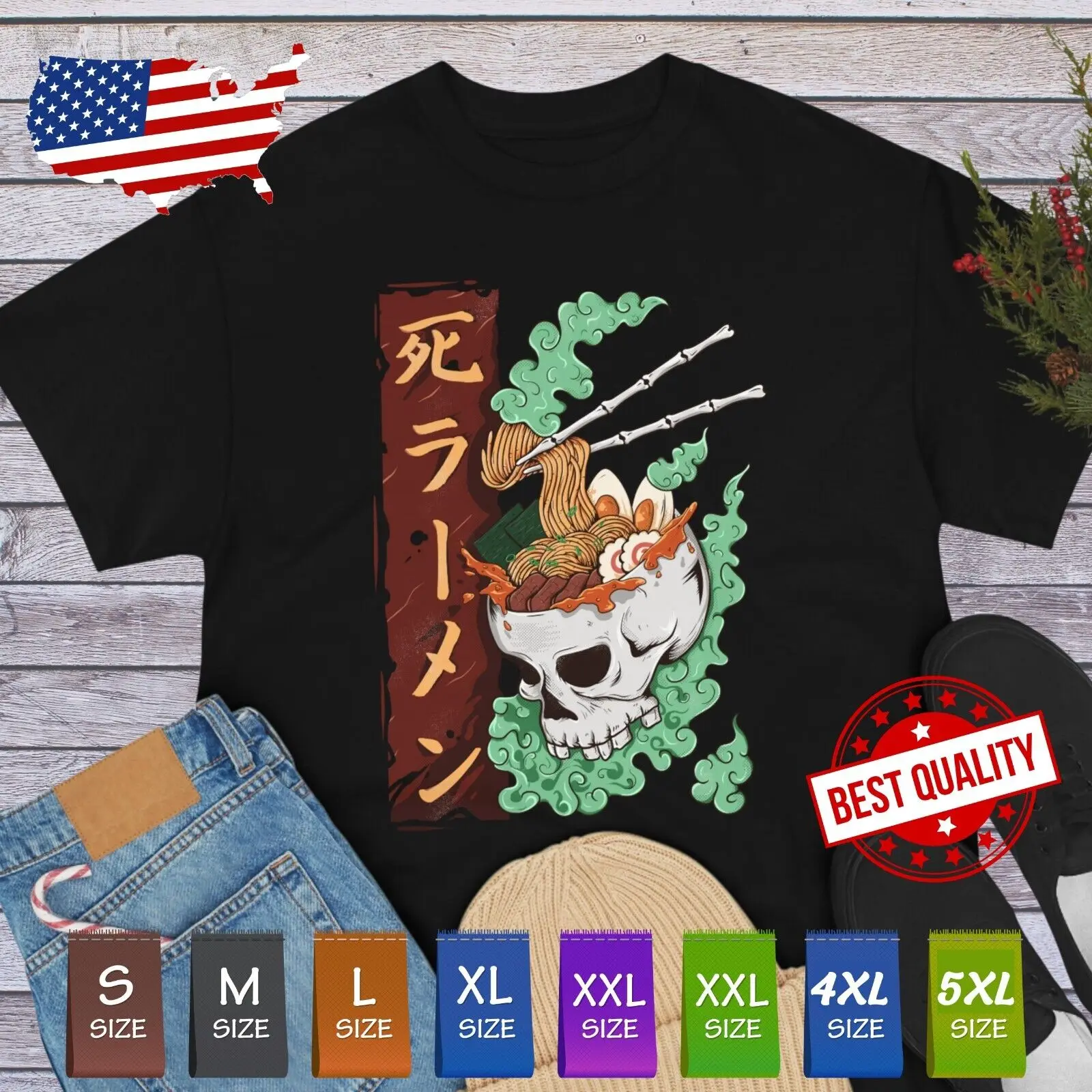 Death-Defying Noodles: The Ramen of Death T Shirt Anime Manga Japan Harajuku Tee