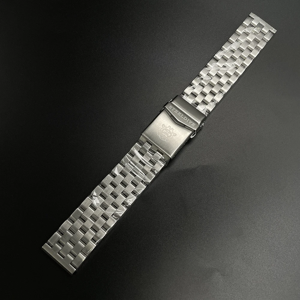 سوار مهندس STEELDIVE سوار بديل من الفولاذ المقاوم للصدأ 22 مم مشبك مطحون مع أمان