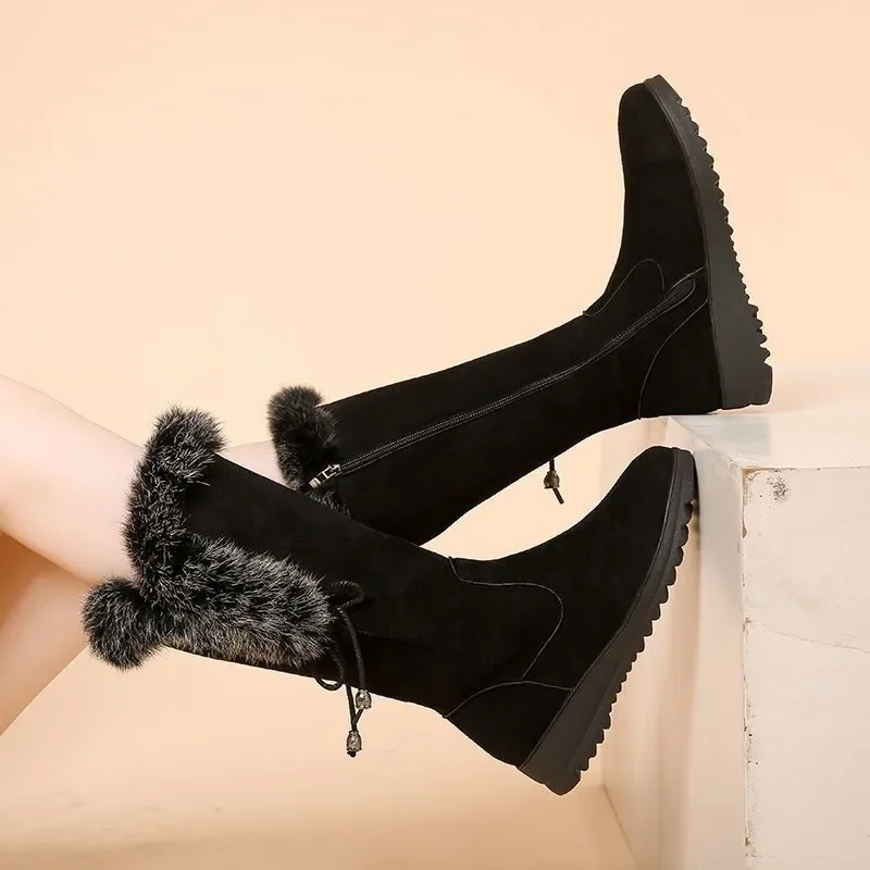 Winter New Women's Snow Boots 2023 New Fashion Keep Warm Plus Velvet Knee High Boots for Women Casual Chunky Heel Platform Shoes