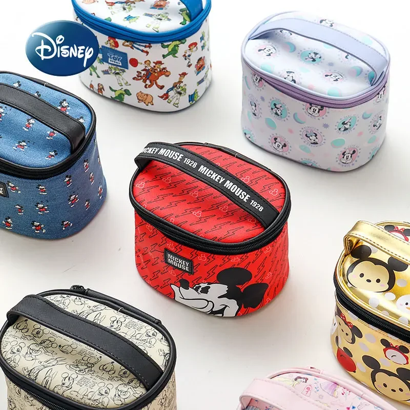 Disney Mickey New Cosmetic Bag Luxury Brand Original Fashionable Women's Portable Cosmetic Bag Large Capacity Cartoon Wash Bag