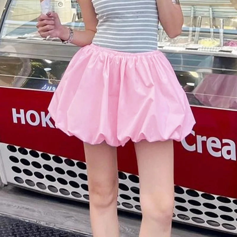 Talenza Women's Pleated Casual Skirt Summer New Solid Color Short Skirt Ruffled Versatile Street Wear Sexy Y2K Women's Skirt