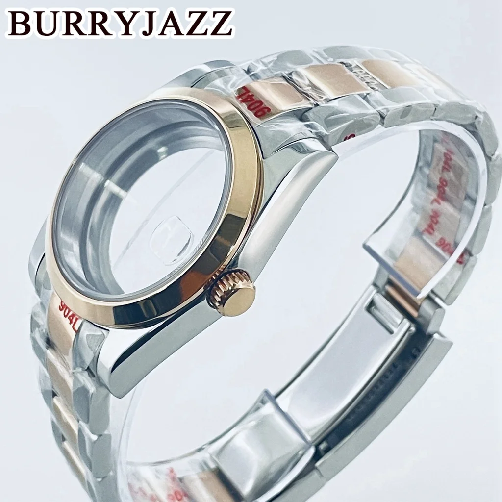 BURRYJAZZ 36mm 40mm NH34 NH35 NH36 NH38 PT5000 ETA2824 Watch Case Silve RoseGold Stainless Steel Case Waterproof Sapphire Crysta