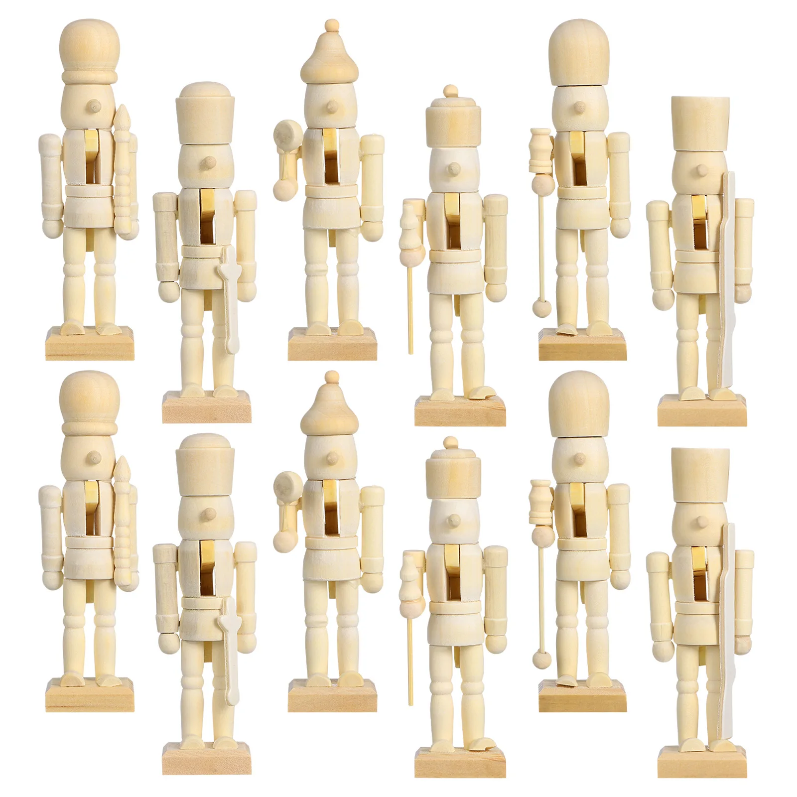 

12pcs Wooden Nutcracker Diy Unfinished Craft Kit Blank Soldier For Kids Xmas Decor Home Holiday Ornament Desktop Christmas