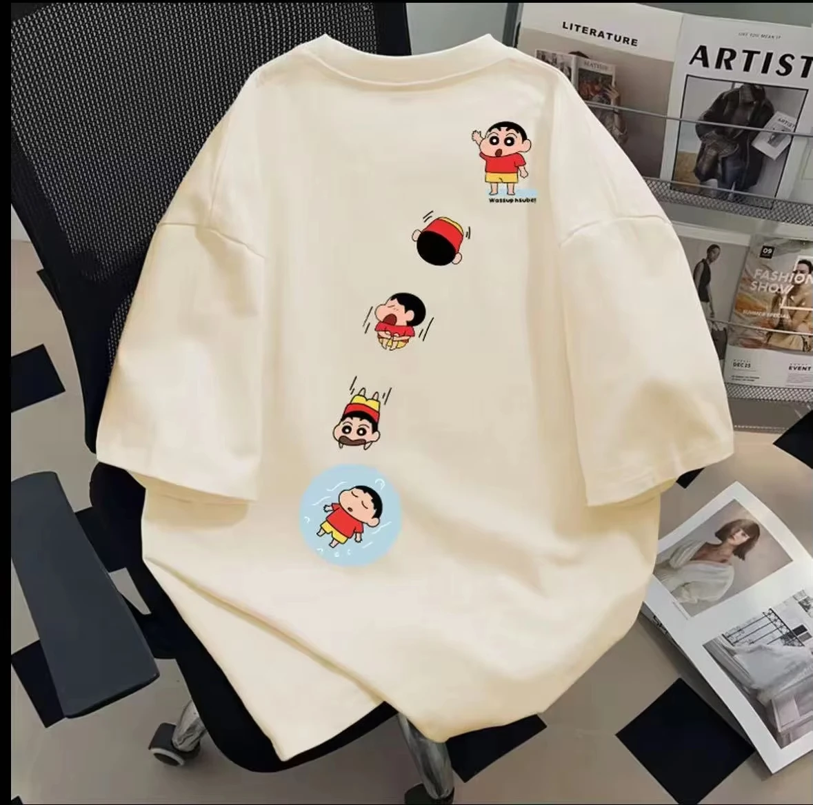 New Crayon Shin Chan Hip Hop Graphic Print Multicolor Cotton Round Neck T Shirt Unisex Fitness Outdoor Casual Streetwear Tops