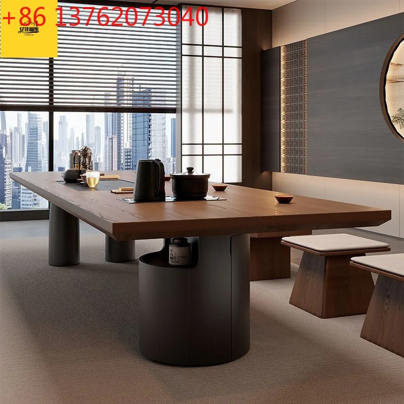 

Aesthetic tea table tea room solid wood tea table and chair combination household living room 2025 new