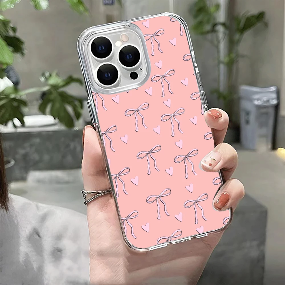 

Love ribbon Clear Case for iPhone16 Pro Max 16Pro 16Plus 16 15 Pro Max 15Pro 15Plus 15 13 13Pro 14 12 11Pro Max Plus