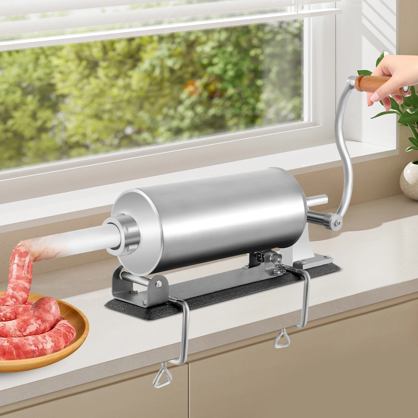 Machine manuelle de remplissage de saucisses en acier inoxydable, 3l, outils de remplissage de viande avec 4 Tubes de farce, bricolage