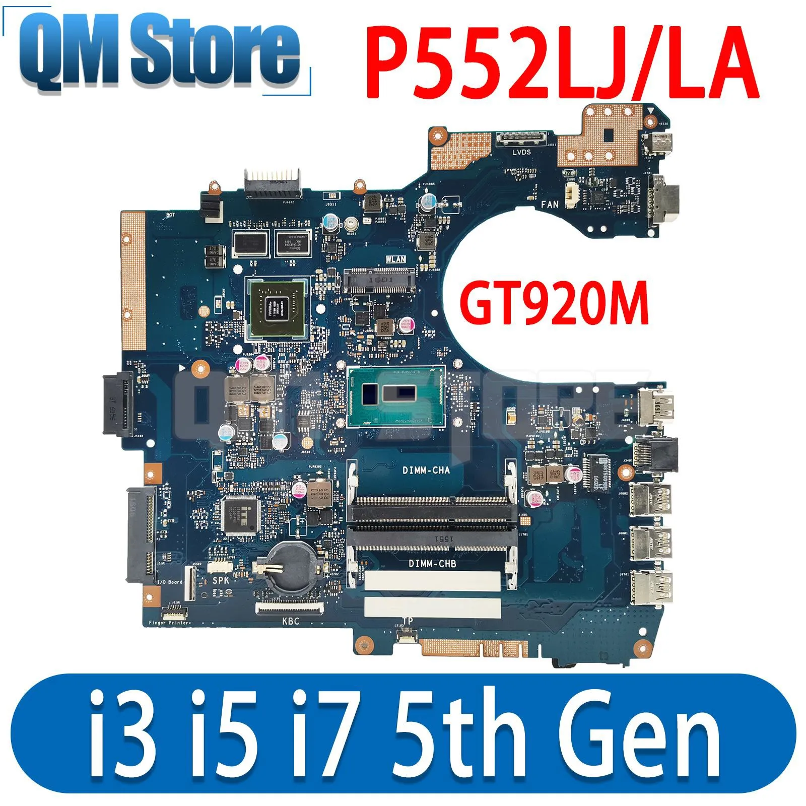 

QM P552LJ P552LA Mainboard For ASUS PE552LJ PE552LA PX552LA P2520LJ PRO552LA Laptop Motherboard i3 i5 i7 5th Gen GT920M GPU