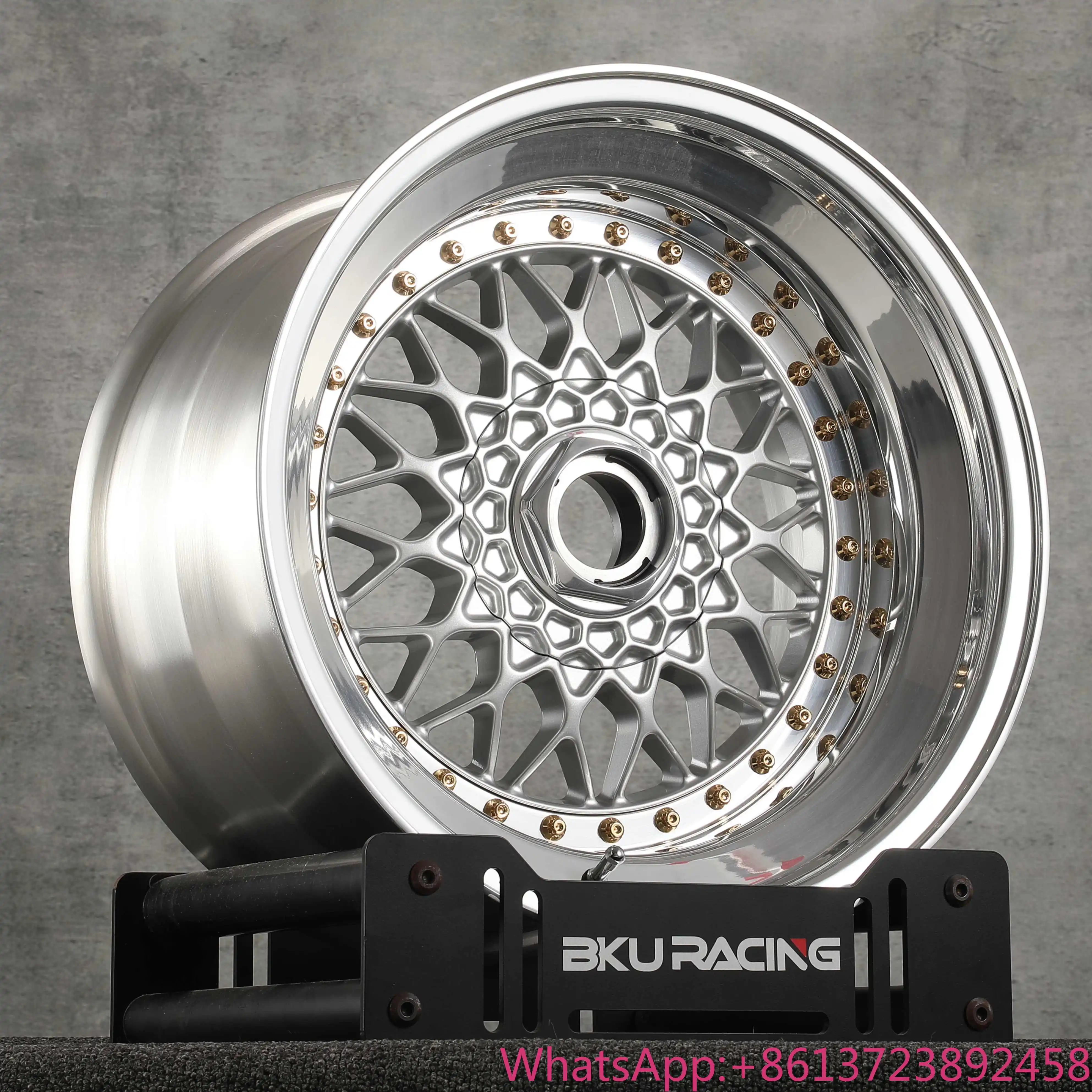 Bku 3 Piece 5x120 4x100 Deep Lip Wheels 15 16 17 18 Inch Rims Alloy Silver Face Wheel Rim for BMW M5 E30 M3 E34 E36 E28 E46 E39