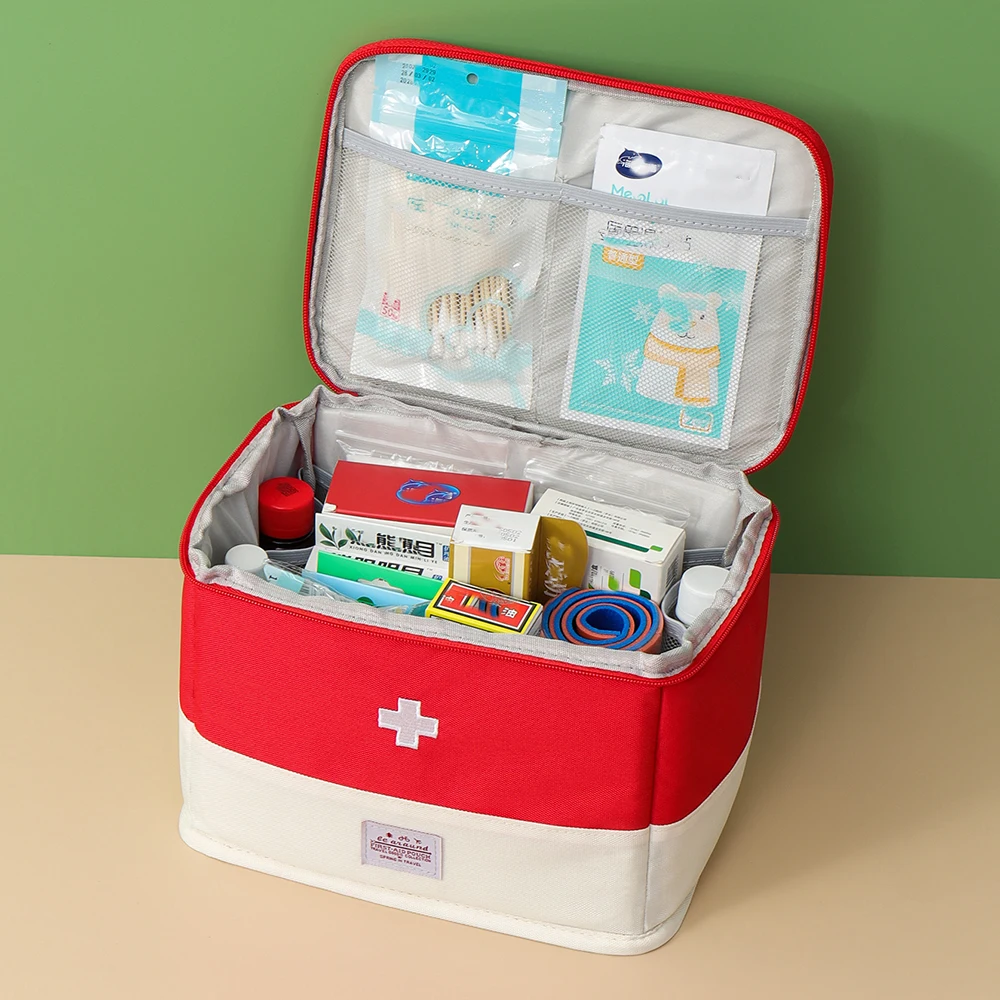 4-Piece Set Home First Aid Kit Travel Medical Bag Storage Box Essential Family Medical Tool Bag for Emergency【Empty Bag Only】