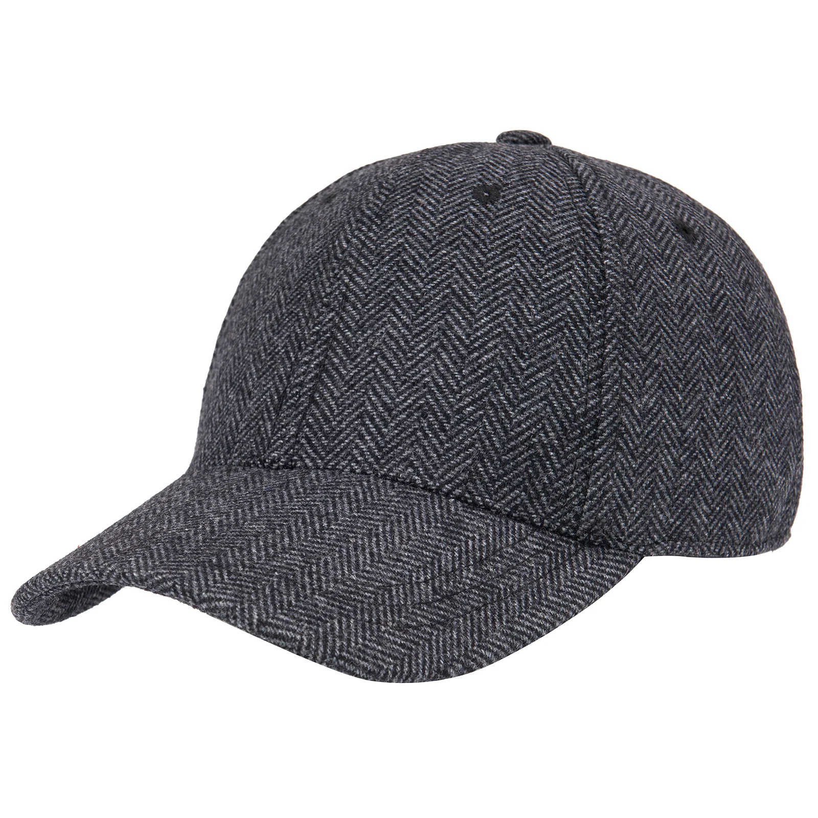 Botvela Herren Winter-Baseballmütze mit Fischgrätenmuster, Tweed, Wollmischung, taillierte Mütze, lässig, Angeln, Wandern, Reisen, Sonnenhut, neuer Modestil – Detail 6