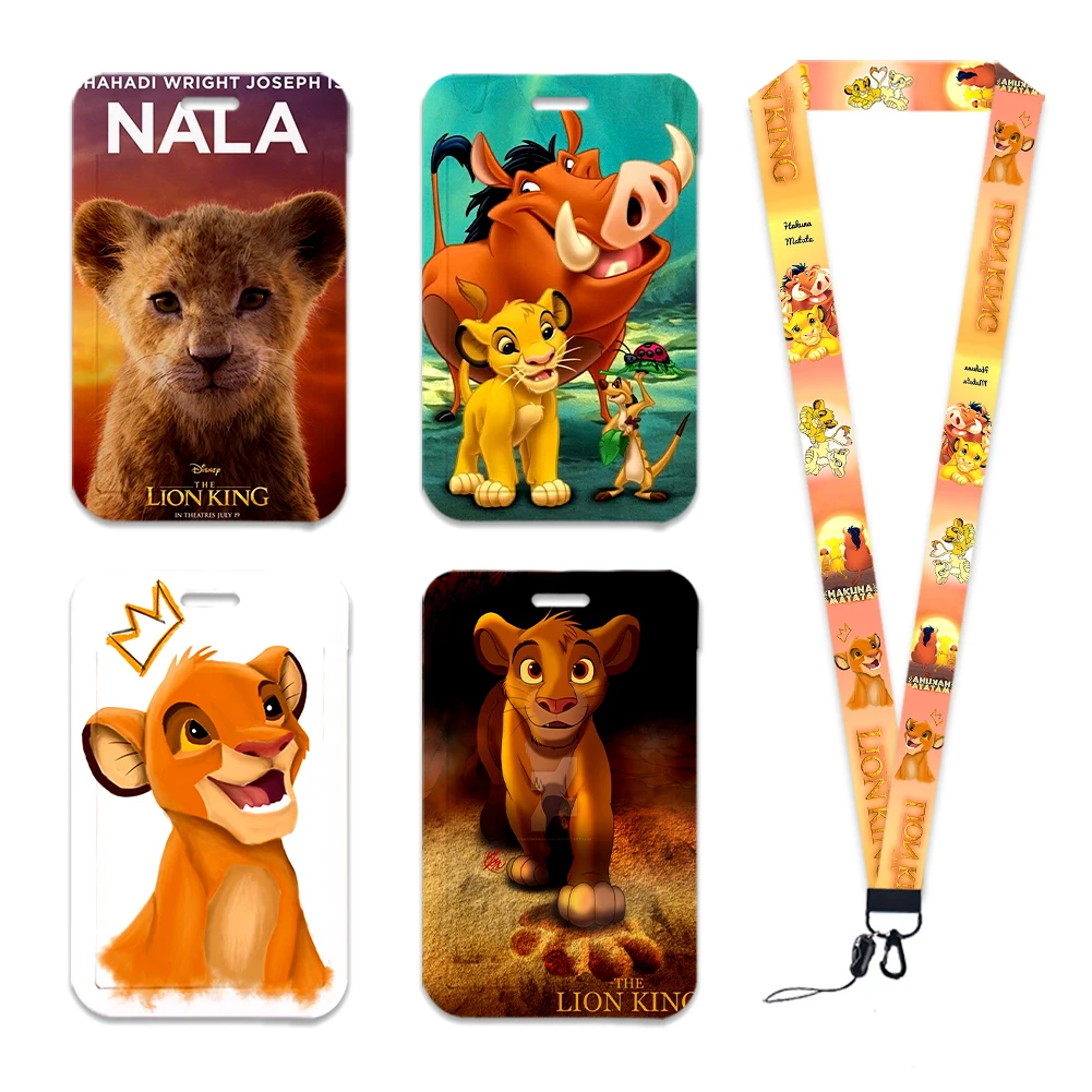 

Disney Lion King Students Lanyard Keys Chain ID Card Cover Pass Mobile Phone Charm Badge Holder Keyring Accessories