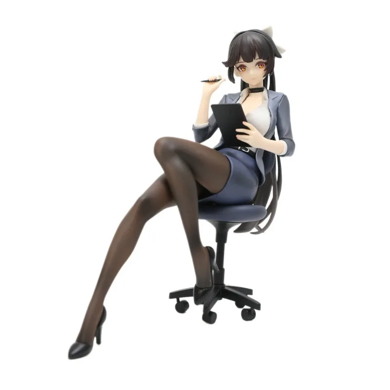 الأزرق الطريق أنيمي فتاة سكرتيرة الشكل يجلس تشكل نموذج حالة الكمبيوتر الديكور تحصيل لعبة روبوت عمل الشكل هدية باردة #1