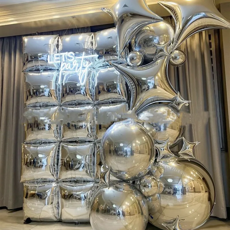 25/35/50Pcs Kwadratowe balony foliowe Ściana Dwustronny metaliczny połysk Kwadratowy balon Tło Urodziny Baby Shower Dekoracje ślubne