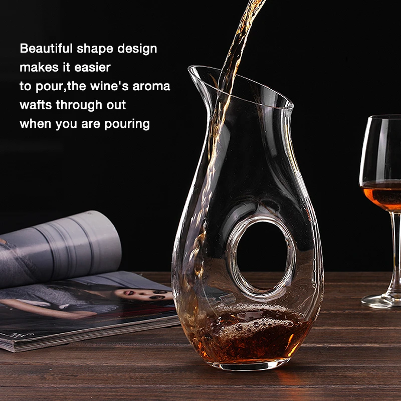 Imagem -03 - Oco Círculo Vinho Decanter com Elegância Cristal sem Chumbo Vidro Transparente Vinho Tinto Decanter Recipiente de Suco