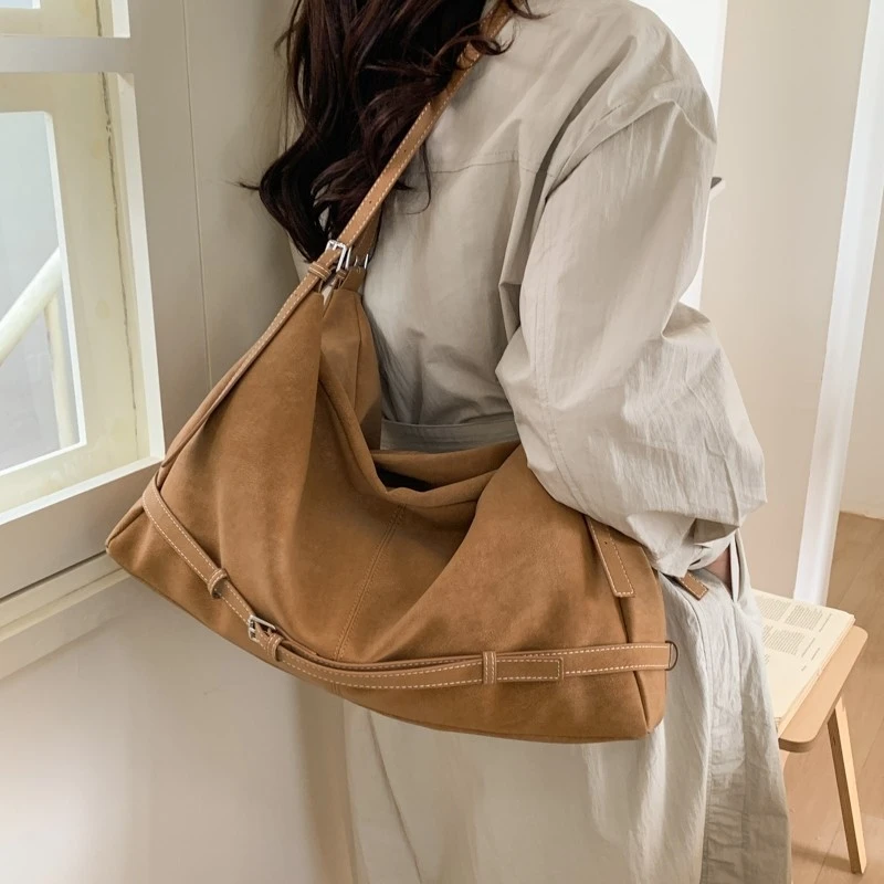 

Vintage Suede Large Tote Bag For Women Commuter Shoulder Satchel Oversized Casual Work Travel Daily Office Christmas Gift