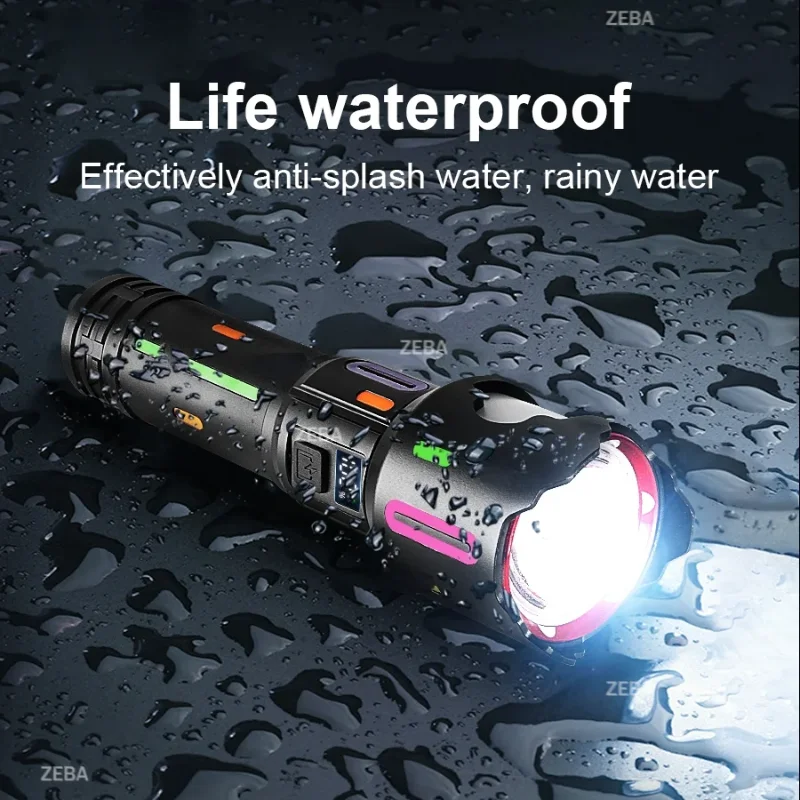 990000LM High Power Rechargeable LED Flashlight  Workshop Lamp With Side Light Tactical Lantern Emergency Flashlights Fishing