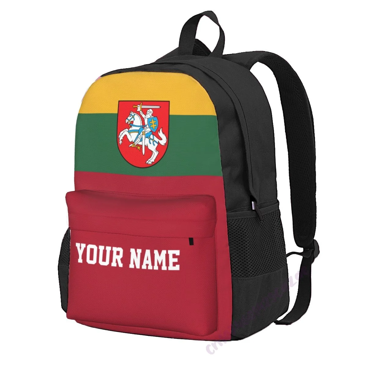 

Custom Name Lithuania Flag Polyester Backpack For Men Women Travel Bag Casual Students Hiking Travel Camping