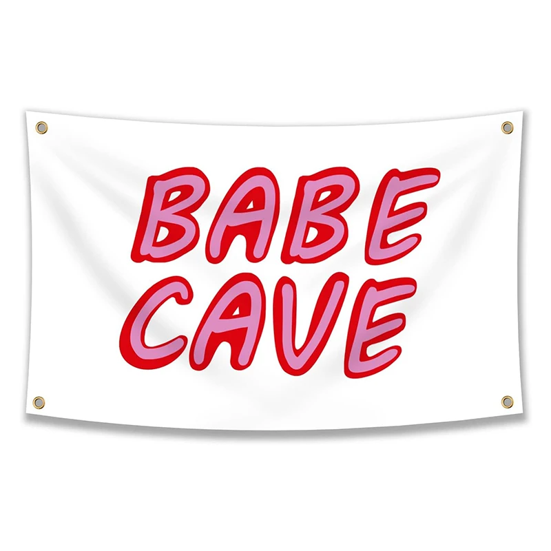 Babe Cave 3x5 Feet Flag - Funny Poster With 4 Brass Grommets - Durable Man Cave Wall Banner for College Dorm Room Decor