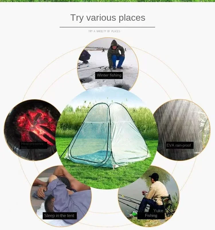 Winter Fishing Thick Warm Transparent Tent Waterproof Design Outdoor Ice Fishing Cold-Proof Windproof Multifunctional Tent