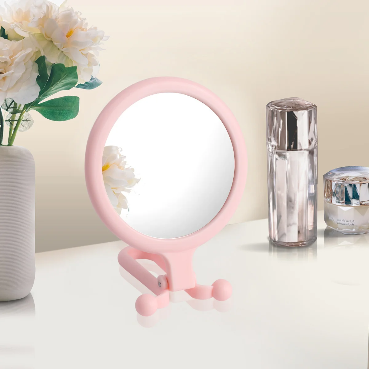 Round Folding Compact Mirror Premium Quality Portable Lightweight Stylish Design Suitable for Handbag Or Pocket