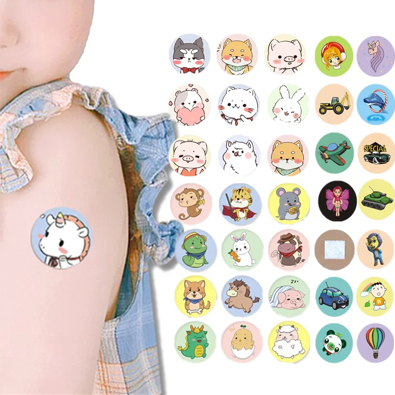 120pcs/set Round Plaster Cartoon Band Aid Skin Vaccine Injection Wound Patch for Baby Kids Medical Adhesive Bandages Patches