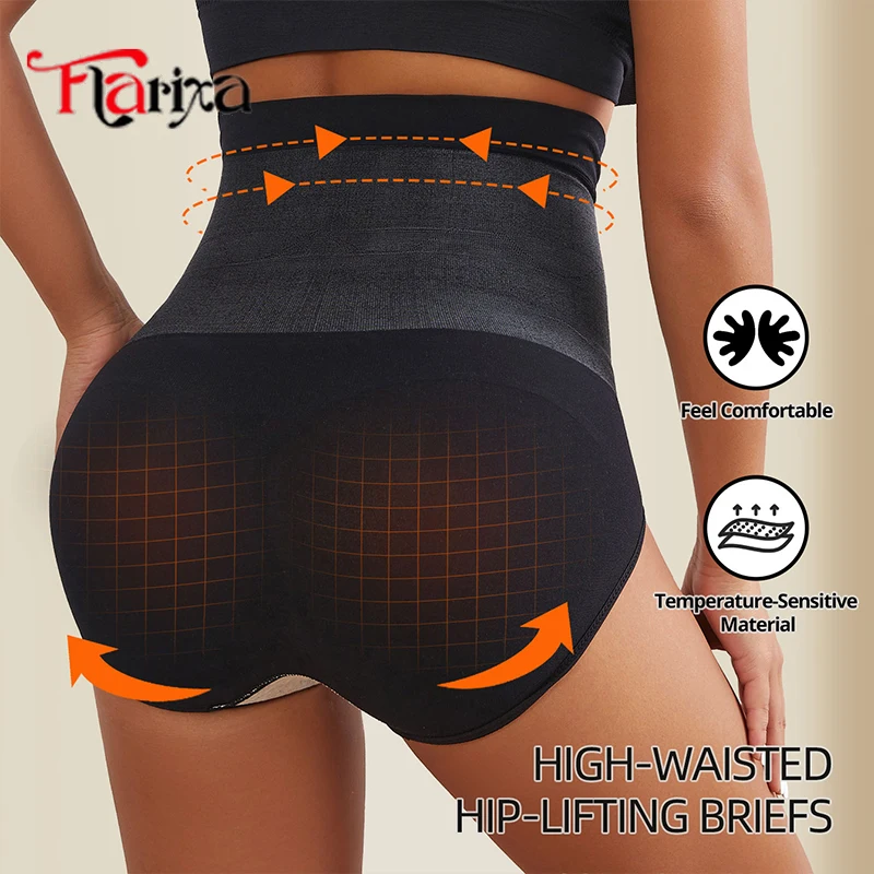 Flarixa Seamless Tummy Control Panties Women High Waist Briefs Thermal Fat Burning Underwear Slimming Belly Shaper Hip Lift Pant