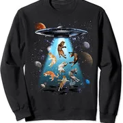 Polarshe Galaxy Cat Ufo Retro Grappige Grafische Katteneigenaar Houdt Van Unisex Ronde Hals Sweatshirt