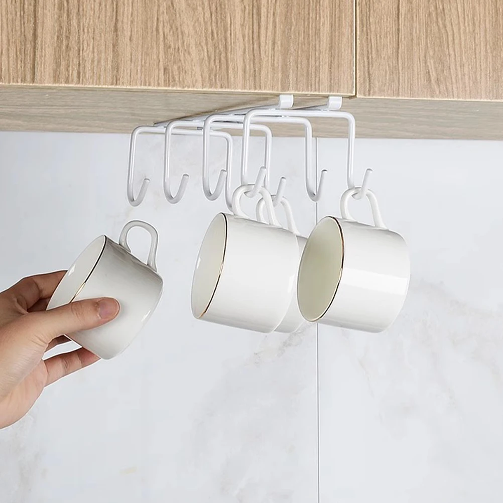

Under Cabinet Iron Mug Holder Shelf Coffee Cup Hanger Organizer Punch Free Design Space Saving Rack Coffee Mug Holder