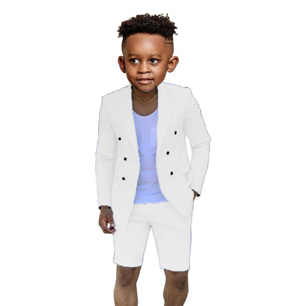 Traje ajustado azul real para niño, conjunto de Blazer de doble botonadura para boda, fiesta de graduación, traje de moda para niños, chaqueta de