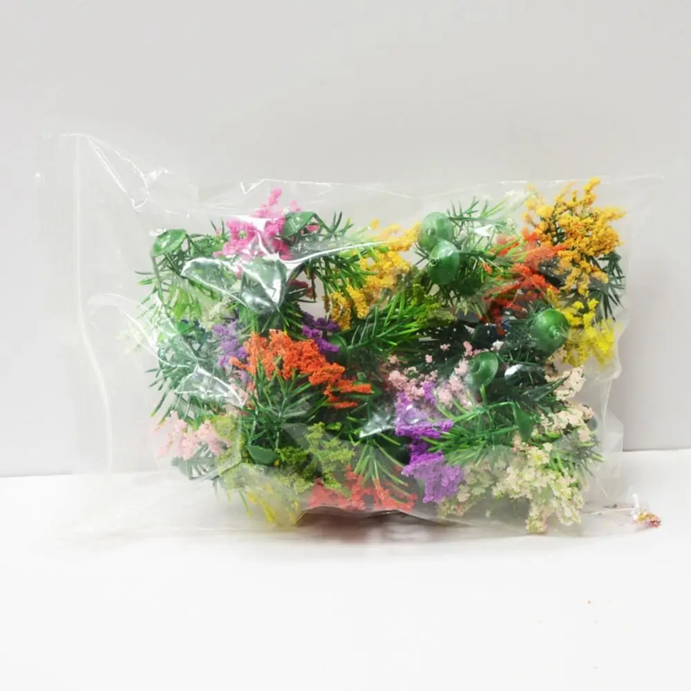5pcs New Plastic Miniature Flower Cluster Mixed Colorful Greenery Grass Architecture Outdoor Scene Materials