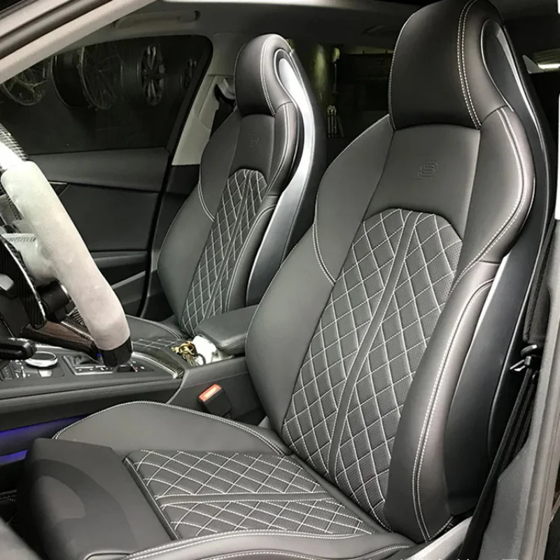 car luxury sport racing seat custom carbon fiber panel leather cover bucket upgr RS seats for A3 A4 A5 A6 A7 Q3 Q5 Q7 Q8