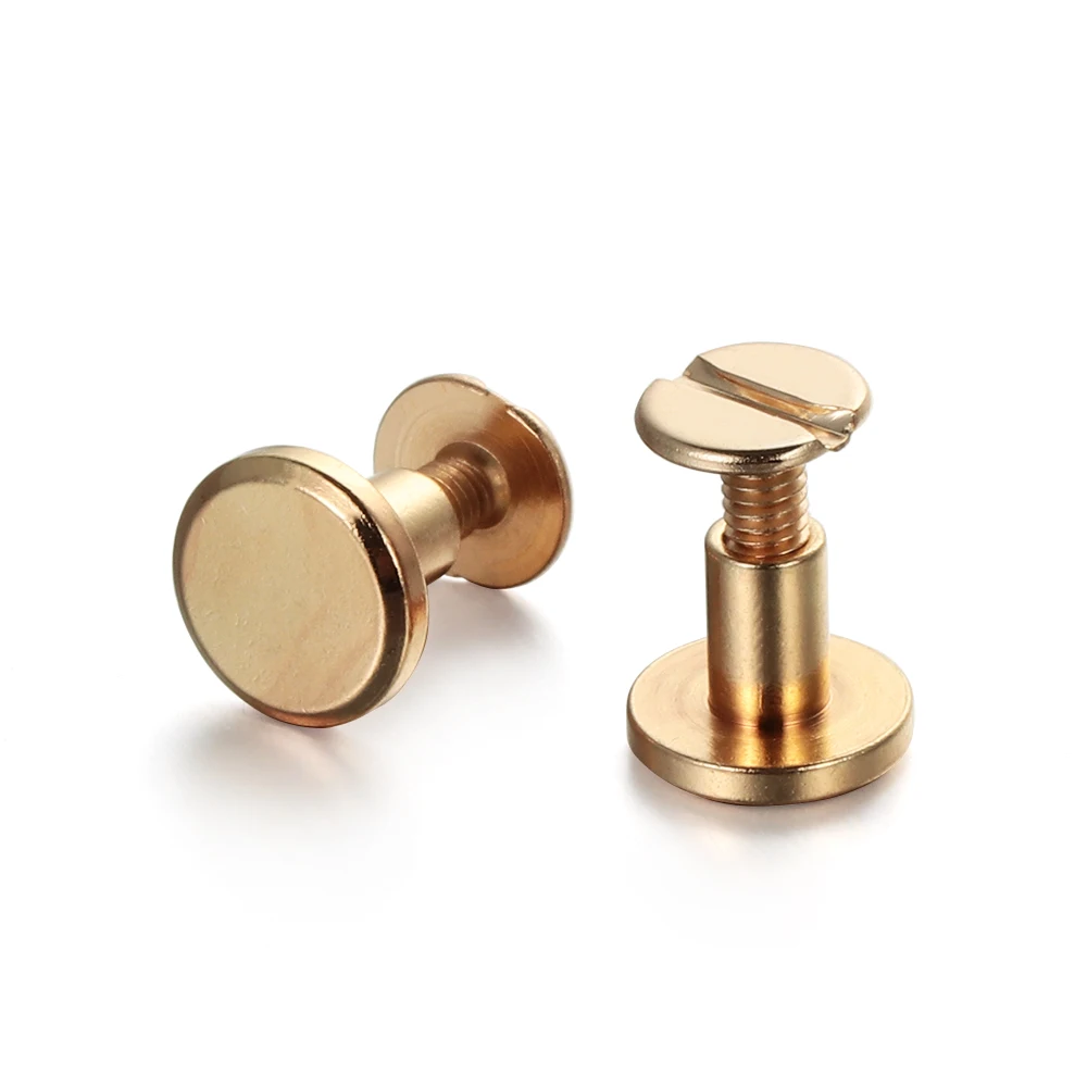 10 pcs 5/6.5/8mm DIY Brass Nail Cloth Button Leather Craft Strap Rivets Screw Round Head Screws Solid Nail Bolt