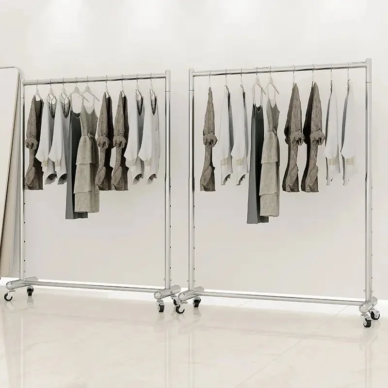 Adjustable Height Clothes Drying Rack Balcony Household Stall Floor Hanging Hanger Stainless Steel Thickened Lifting Coat Racks