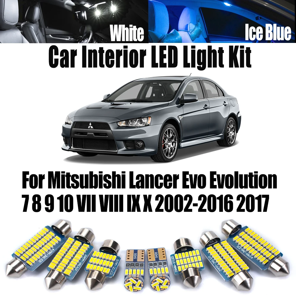 

Комплект светодиодного внутреннего освещения багажника Canbus для Mitsubishi Lancer Evo Evolution 7 8 9 10 VII VIII IX X 2002-2016 2017 Автомобильная лампа для чтения
